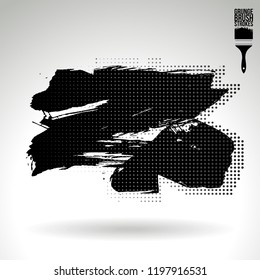 Black brush stroke and texture. Grunge vector abstract hand - painted element. Underline and border design.