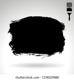 Black brush stroke and texture. Grunge vector abstract hand - painted element. Underline and border design.