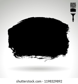 Black brush stroke and texture. Grunge vector abstract hand - painted element. Underline and border design.