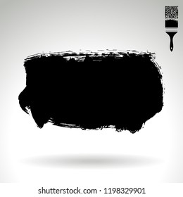 Black brush stroke and texture. Grunge vector abstract hand - painted element. Underline and border design.