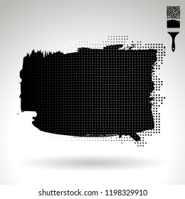 Black brush stroke and texture. Grunge vector abstract hand - painted element. Underline and border design.