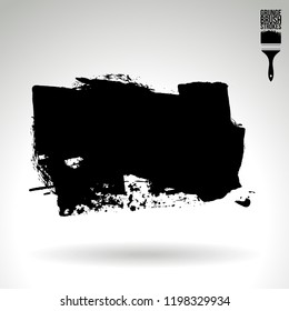 Black brush stroke and texture. Grunge vector abstract hand - painted element. Underline and border design.