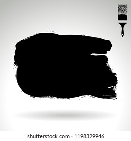 Black brush stroke and texture. Grunge vector abstract hand - painted element. Underline and border design.