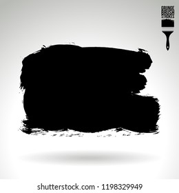 Black brush stroke and texture. Grunge vector abstract hand - painted element. Underline and border design.