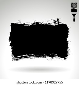 Black brush stroke and texture. Grunge vector abstract hand - painted element. Underline and border design.