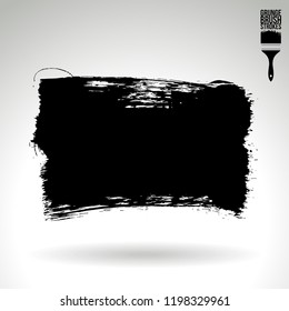 Black brush stroke and texture. Grunge vector abstract hand - painted element. Underline and border design.