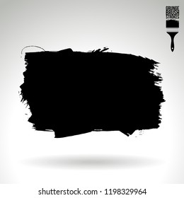 Black brush stroke and texture. Grunge vector abstract hand - painted element. Underline and border design.