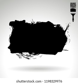 Black brush stroke and texture. Grunge vector abstract hand - painted element. Underline and border design.