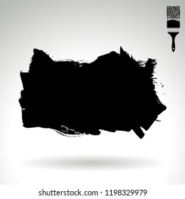 Black brush stroke and texture. Grunge vector abstract hand - painted element. Underline and border design.