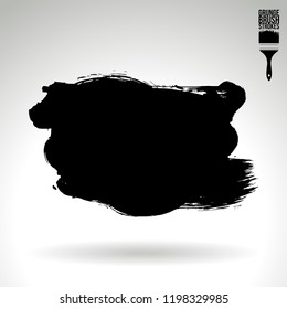 Black brush stroke and texture. Grunge vector abstract hand - painted element. Underline and border design.