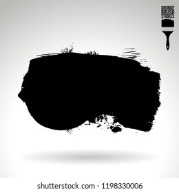 Black brush stroke and texture. Grunge vector abstract hand - painted element. Underline and border design.