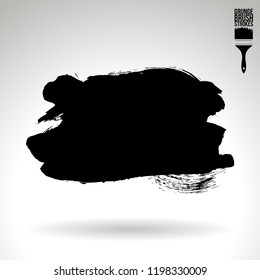 Black brush stroke and texture. Grunge vector abstract hand - painted element. Underline and border design.