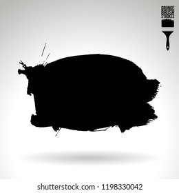 Black brush stroke and texture. Grunge vector abstract hand - painted element. Underline and border design.