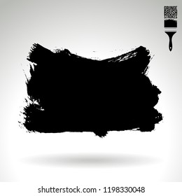 Black brush stroke and texture. Grunge vector abstract hand - painted element. Underline and border design.