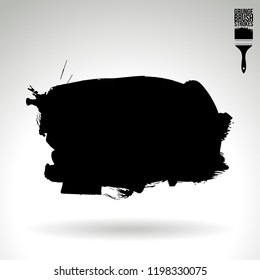 Black brush stroke and texture. Grunge vector abstract hand - painted element. Underline and border design.
