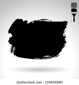 Black brush stroke and texture. Grunge vector abstract hand - painted element. Underline and border design.