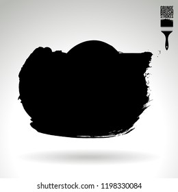 Black brush stroke and texture. Grunge vector abstract hand - painted element. Underline and border design.