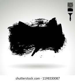 Black brush stroke and texture. Grunge vector abstract hand - painted element. Underline and border design.