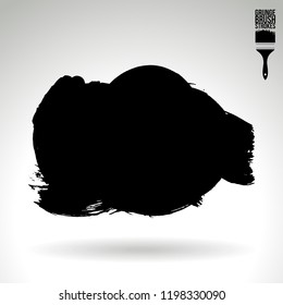 Black brush stroke and texture. Grunge vector abstract hand - painted element. Underline and border design.