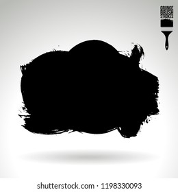 Black brush stroke and texture. Grunge vector abstract hand - painted element. Underline and border design.
