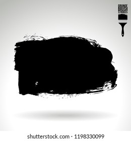 Black brush stroke and texture. Grunge vector abstract hand - painted element. Underline and border design.
