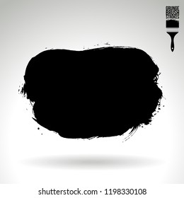 Black brush stroke and texture. Grunge vector abstract hand - painted element. Underline and border design.