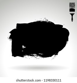 Black brush stroke and texture. Grunge vector abstract hand - painted element. Underline and border design.