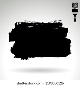 Black brush stroke and texture. Grunge vector abstract hand - painted element. Underline and border design.