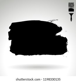 Black brush stroke and texture. Grunge vector abstract hand - painted element. Underline and border design.