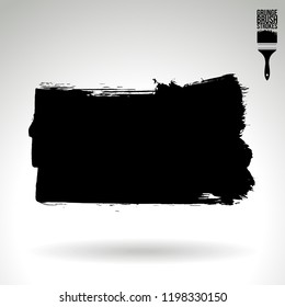 Black brush stroke and texture. Grunge vector abstract hand - painted element. Underline and border design.