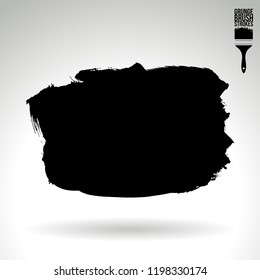Black brush stroke and texture. Grunge vector abstract hand - painted element. Underline and border design.