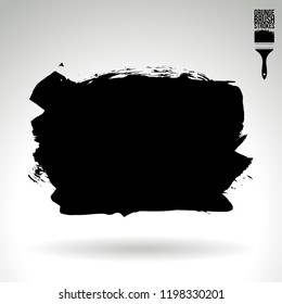 Black brush stroke and texture. Grunge vector abstract hand - painted element. Underline and border design.