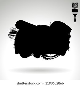 Black brush stroke and texture. Grunge vector abstract hand - painted element. Underline and border design.