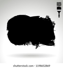 Black brush stroke and texture. Grunge vector abstract hand - painted element. Underline and border design.