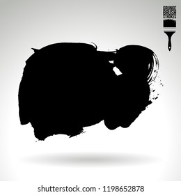 Black brush stroke and texture. Grunge vector abstract hand - painted element. Underline and border design.