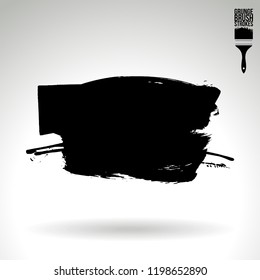 Black brush stroke and texture. Grunge vector abstract hand - painted element. Underline and border design.