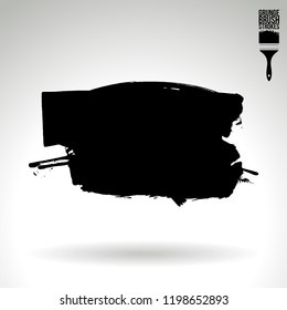 Black brush stroke and texture. Grunge vector abstract hand - painted element. Underline and border design.