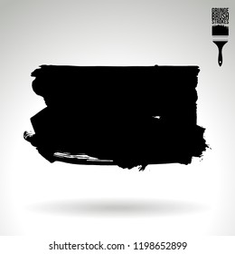 Black brush stroke and texture. Grunge vector abstract hand - painted element. Underline and border design.