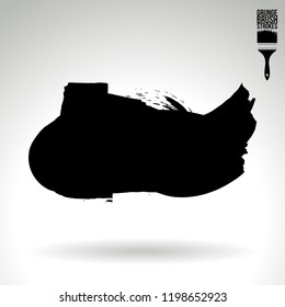 Black brush stroke and texture. Grunge vector abstract hand - painted element. Underline and border design.