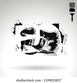Black brush stroke and texture. Grunge vector abstract hand - painted element. Underline and border design.