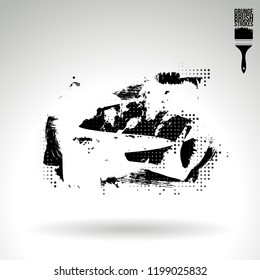 Black brush stroke and texture. Grunge vector abstract hand - painted element. Underline and border design.