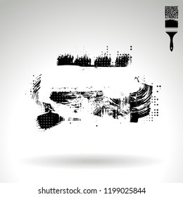 Black brush stroke and texture. Grunge vector abstract hand - painted element. Underline and border design.