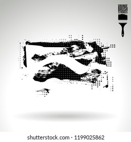 Black brush stroke and texture. Grunge vector abstract hand - painted element. Underline and border design.