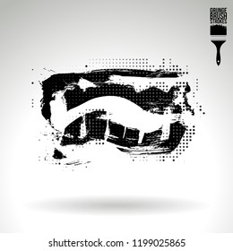 Black brush stroke and texture. Grunge vector abstract hand - painted element. Underline and border design.