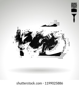 Black brush stroke and texture. Grunge vector abstract hand - painted element. Underline and border design.