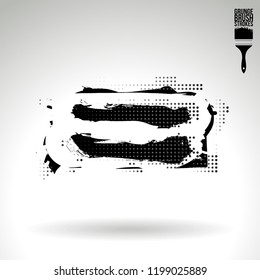 Black brush stroke and texture. Grunge vector abstract hand - painted element. Underline and border design.