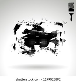 Black brush stroke and texture. Grunge vector abstract hand - painted element. Underline and border design.