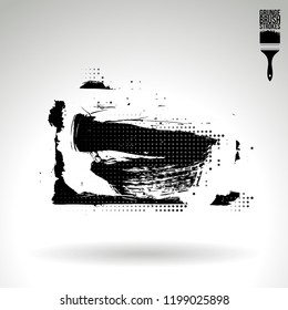 Black brush stroke and texture. Grunge vector abstract hand - painted element. Underline and border design.