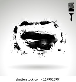 Black brush stroke and texture. Grunge vector abstract hand - painted element. Underline and border design.