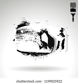 Black brush stroke and texture. Grunge vector abstract hand - painted element. Underline and border design.
